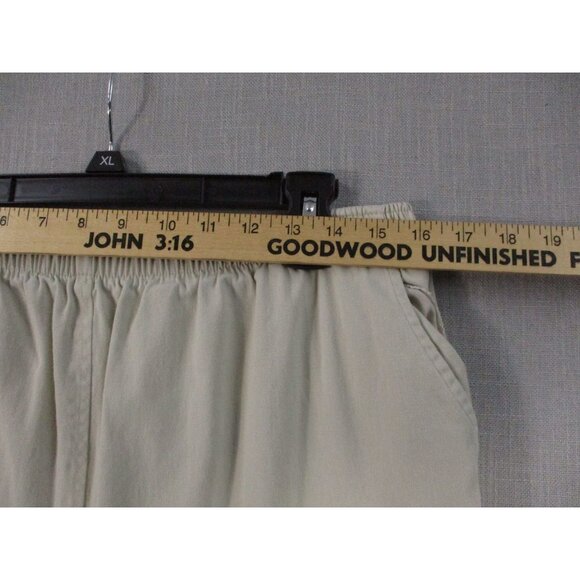 Denim & Co. Womens Capri Pants With Lattice Hem 1X Beige Cotton - Picture 4 of 11